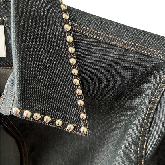 Vertigo Paris Dark Wash Silver Studded Denim Jacket Size Medium - Picture 3 of 9